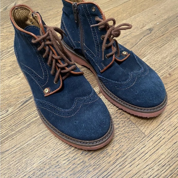 New Cesare Paciotti Boys Blue Suede Ankle Boots Shoes Size 2 34 - Picture 3 of 7
